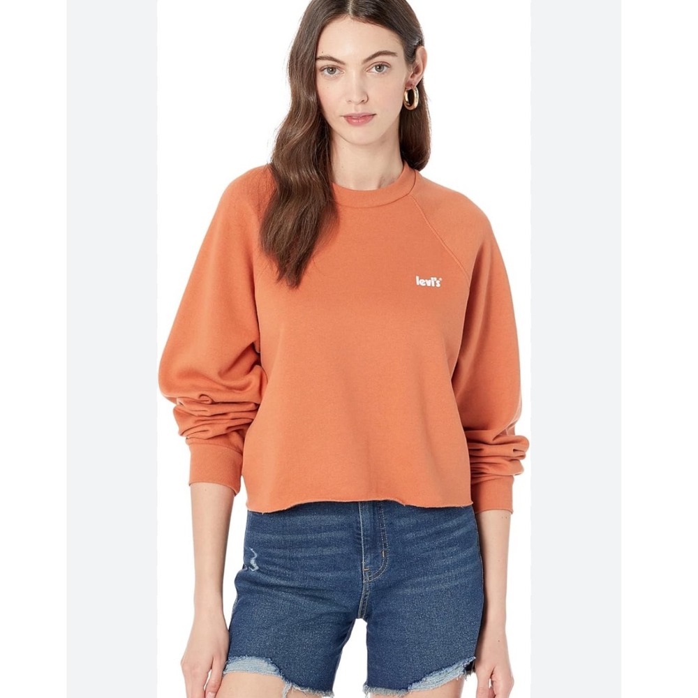Levis Laundry Day Raglan Crewneck Sweatshirt Burnt Orange Logo Pullover Size‎ M
